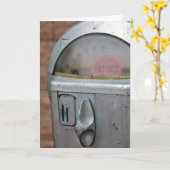 Retro parkeermeter van de pensionering kaart (Gele Bloem)