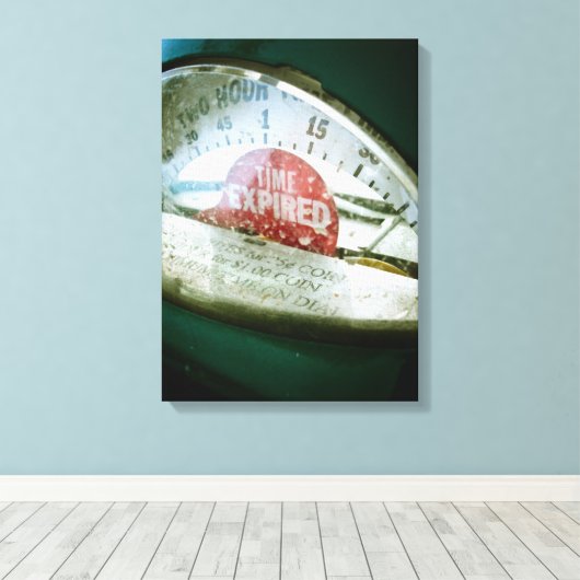 Retro Parking Meter 02 Stretched Canvas Afdrukken (Insitu (Houten vloer))