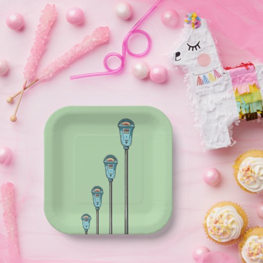 Retro parking meter papieren bordje (Feest)