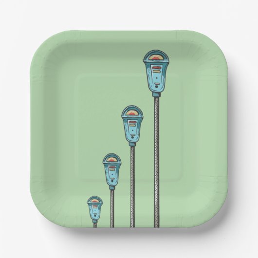 Retro parking meter papieren bordje (Voorkant)