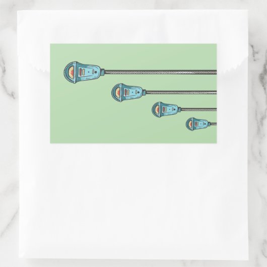 Retro parking meter rechthoekige sticker (Tas)