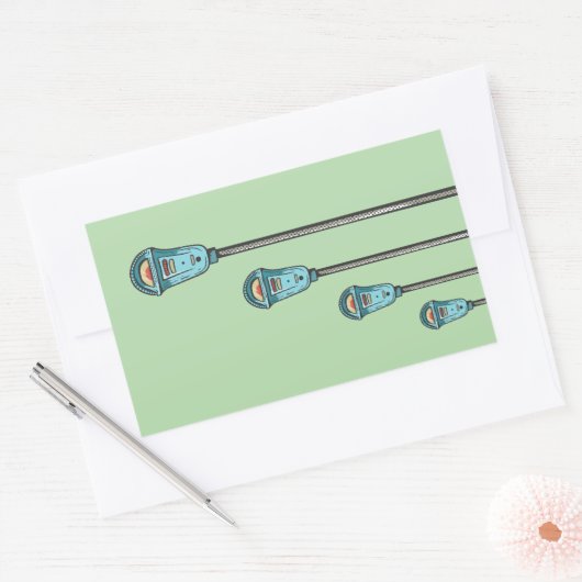 Retro parking meter rechthoekige sticker (Envelop)