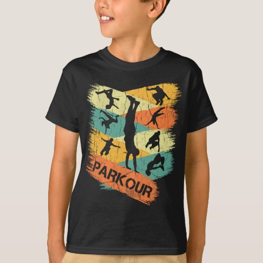 Retro Parkour voor Boys Silhouette  Free Ru T-shirt (Voorkant)