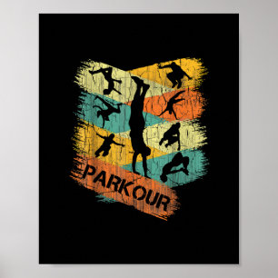 Retro Parkour voor boys Silhouette  Free Run Poster