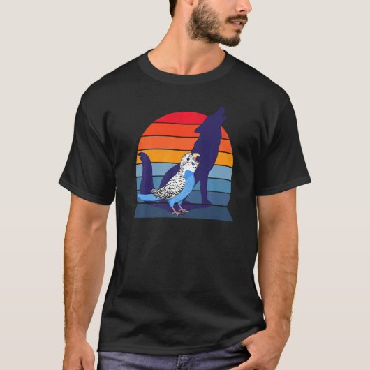 Retro Parrot I Howling Wolf I Screaming Blue Budgi T-shirt (Voorkant)