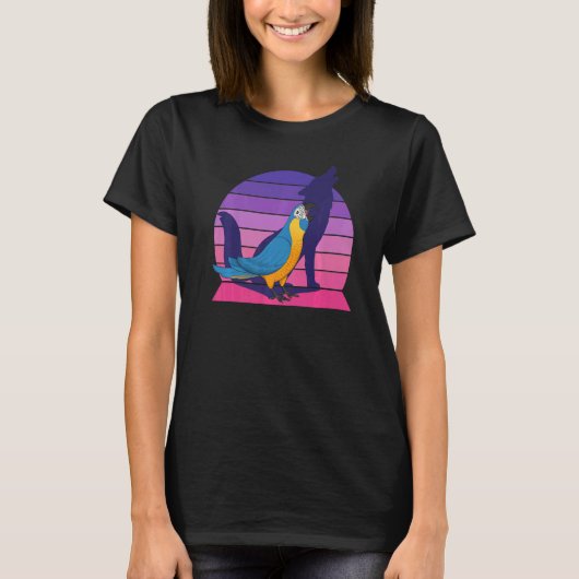Retro Parrot I Howling Wolf I Screaming Blue Macaw T-shirt (Voorkant)