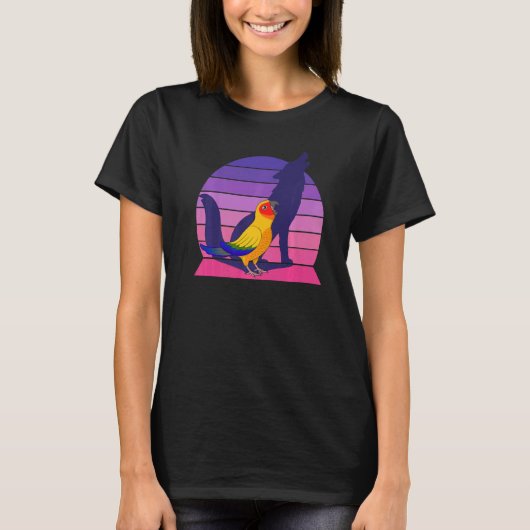 Retro Parrot I Howling Wolf I Screaming Sun Conure T-shirt (Voorkant)