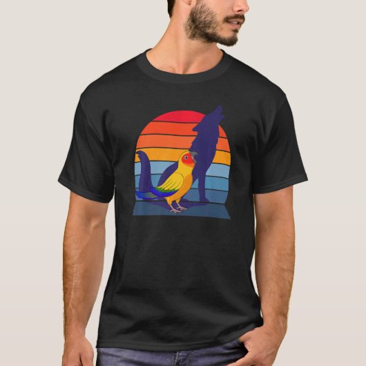 Retro Parrot I Howling Wolf I Screaming Sun Conure T-shirt (Voorkant)