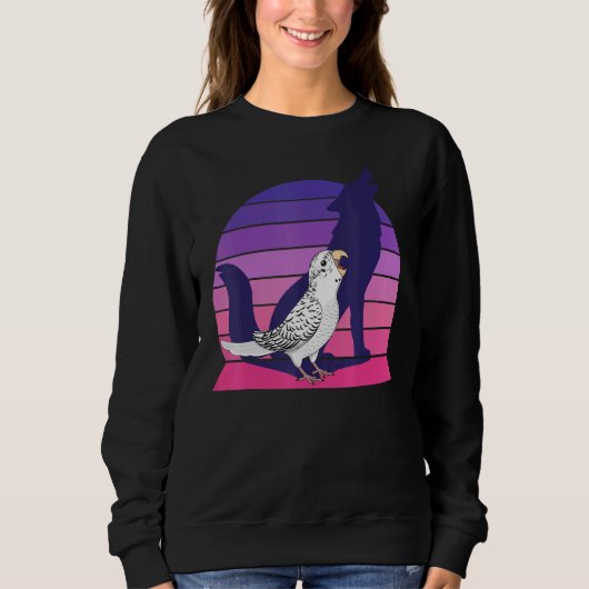 Retro Parrot I Howling Wolf I Screaming White Budg Trui (Voorkant)