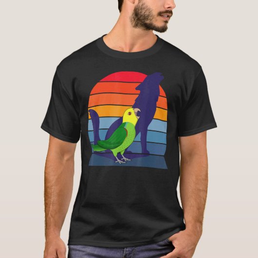 Retro Parrot I Howling Wolf I Screaming Yellow hea T-shirt (Voorkant)