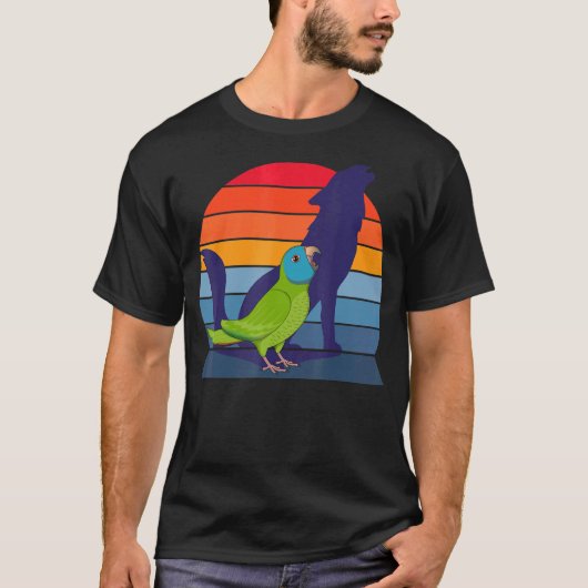 Retro Parrot I Howling Wolf I Screening Blue crown T-shirt (Voorkant)