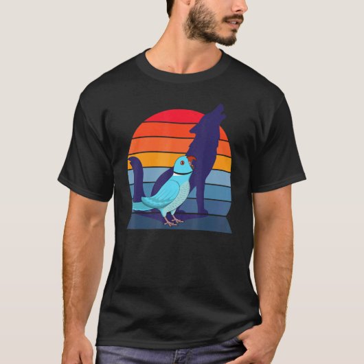 Retro Parrot I Howling Wolf I Screening Blue India T-shirt (Voorkant)