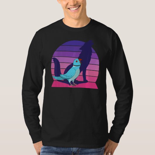 Retro Parrot I Howling Wolf I Screening Blue India T-shirt (Voorkant)
