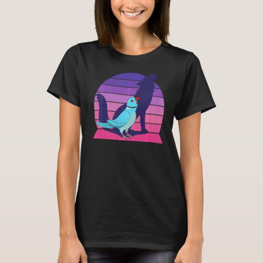 Retro Parrot I Howling Wolf I Screening Blue India T-shirt (Voorkant)