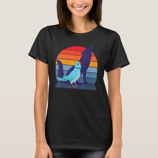 Retro Parrot I Howling Wolf I Screening Blue India T-shirt (Voorkant)