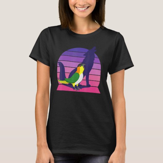 Retro Parrot I Howling Wolf I Screeningt Black hea T-shirt (Voorkant)