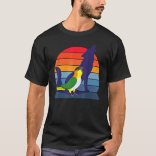 Retro Parrot I Howling Wolf I Screeningt Black hea T-shirt