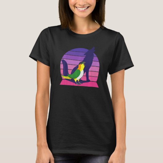 Retro Parrot I Howling Wolf I Screeningt Black hea T-shirt (Voorkant)