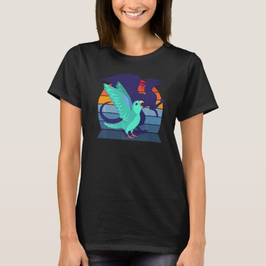 Retro Parrot I Winged Dragon I die Turquoise schil T-shirt (Voorkant)