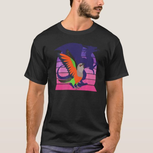 Retro Parrot I Winged Dragon I Screaming Red Belli T-shirt (Voorkant)