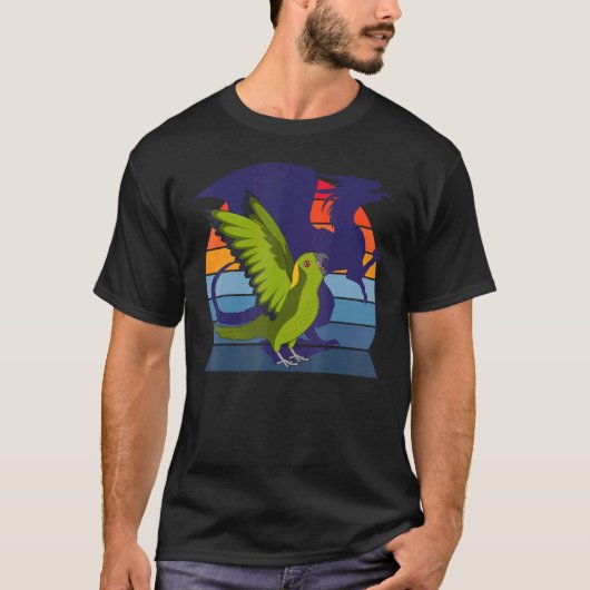 Retro Parrot I Winged Dragon I Yellow naped Amazon T-shirt (Voorkant)