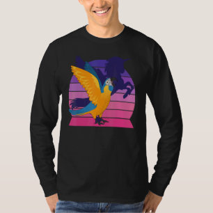 Retro Parrot I Winged Unicorn I Blue thromboe T-shirt