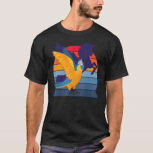 Retro Parrot I Winged Unicorn I Blue thromboe T-shirt