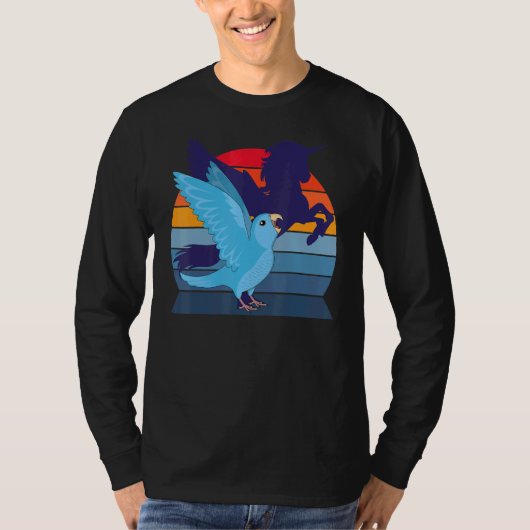 Retro Parrot I Winged Unicorn I Screaming Blue Par T-shirt (Voorkant)