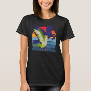 Retro Parrot I Winged Unicorn I Screaming Green Qu T-shirt