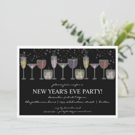 Retro Partij van de Oudejaarsavond van de Viering Kaart (Staand voorkant)