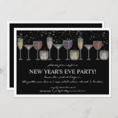Retro Partij van de Oudejaarsavond van de Viering Kaart (Voorkant / Achterkant)