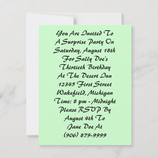 Retro Partij van de Verrassing voor Om het even Kaart (Achterkant)