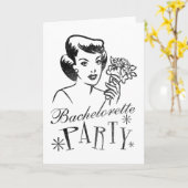 Retro Partij van de Vrijgezellin Kaart (Gele Bloem)