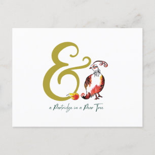 Retro Partridge in een peer-boom met de hand-geïll Briefkaart