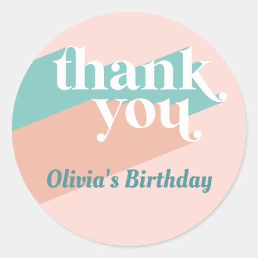 Retro Party Bedankt Ronde Sticker (Voorkant)