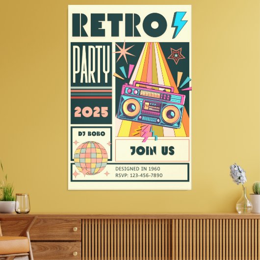 RETRO PARTY CANVAS AFDRUK (Insitu (Woonkamer))