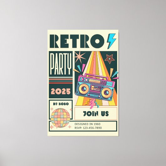 RETRO PARTY CANVAS AFDRUK (Voorkant)