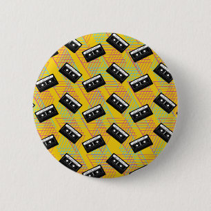 Retro Party Cassettespelers Knop Spelden Ronde Button 5,7 Cm
