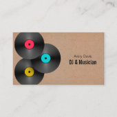 Retro Party Deejay DJ Vinylplaat QR-code Visitekaartje (Voorkant)