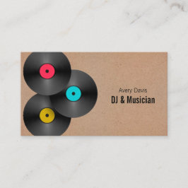 Retro Party Deejay DJ Vinylplaat QR-code Visitekaartje