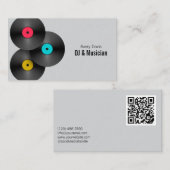 Retro Party DJ Deejay Vinyl Record QR Code Visitekaartje (Voorkant / Achterkant)
