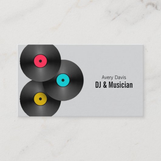 Retro Party DJ Deejay Vinyl Record QR Code Visitekaartje (Voorkant)