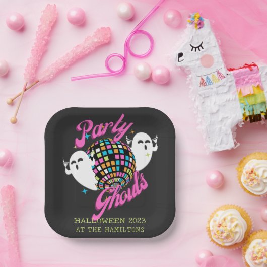 Retro Party Ghouls Halloween Ghosts Papieren Bordje (Feest)