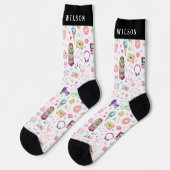 Retro Party Icons Custom Name Crew Socks Sokken (Links)