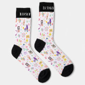 Retro Party Icons Custom Name Crew Socks Sokken (Rechts)