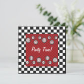 Retro Party Invitation in Red White en Black Kaart (Staand voorkant)