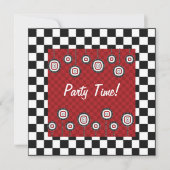 Retro Party Invitation in Red White en Black Kaart (Voorkant)
