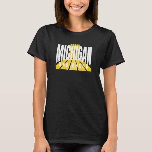Retro Party Michigan Yellow & White Cool Michigan  T-shirt (Voorkant)