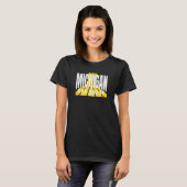 Retro Party Michigan Yellow & White Cool Michigan  T-shirt (Voorkant volledig)