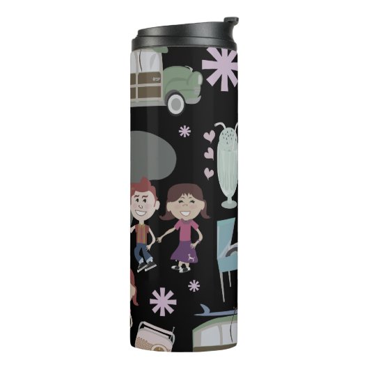 Retro Party Pattern Fifties Kinder Cute Cartoon Thermosbeker (Gedraaid links)